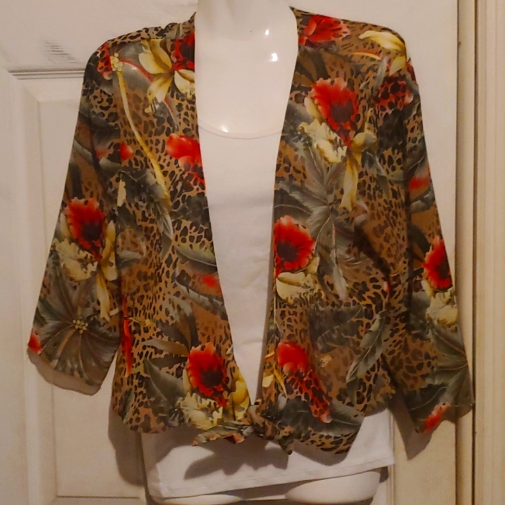 Requirements petite tropical blouse tie bottom